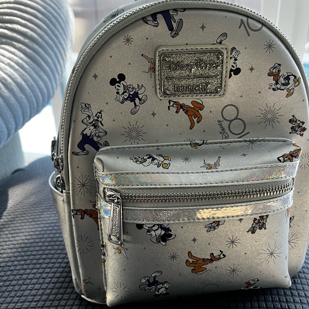 Loungefly Silver Disney Character Mini Backpack-NEW